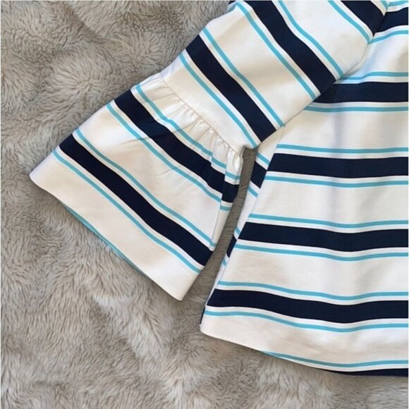 Zara ✦ Striped Off-Shoulder Cropped Blouse ✦ Belle Sleeves Size L EUC - Picture 6 of 7